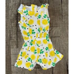 Lamaze Organic Cotton Lemon Polka Dot Ruffle Romper Baby Girls 6M